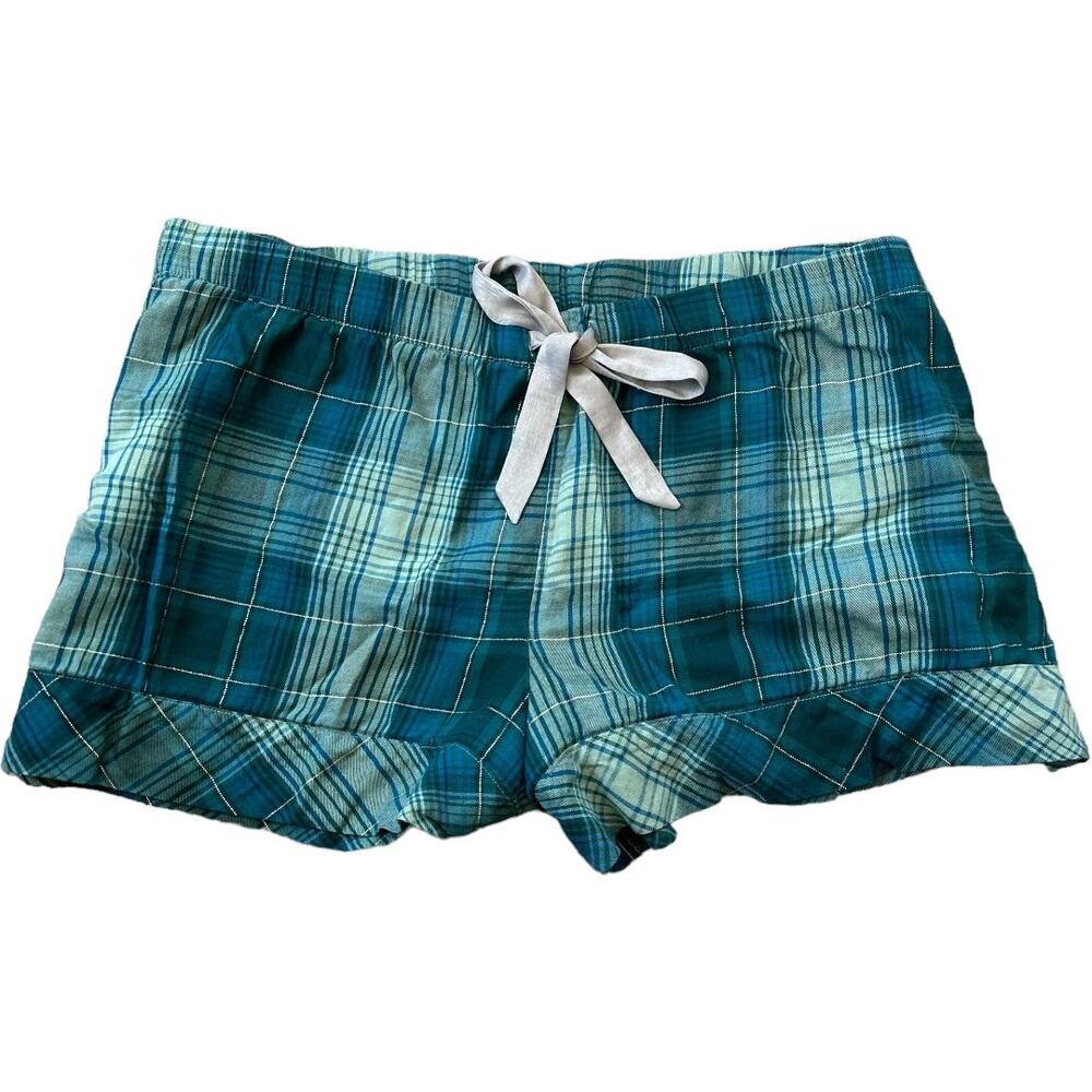EUC Victoria’s Secret Green Plaid Pajama Shorts Size Large